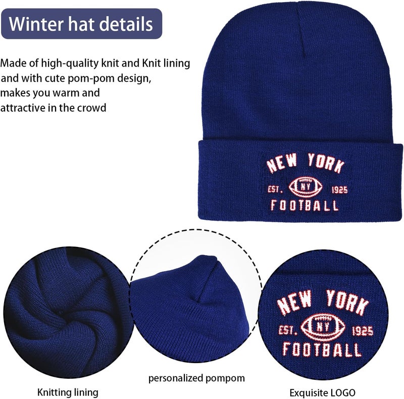 mtstaowe Vintage Classic Skull Cap Embroidery Beanie Fasion Hat Cuffed Winter Hat Knit Comes with Warm Gloves Gifts for Men Women Fans - Image 3